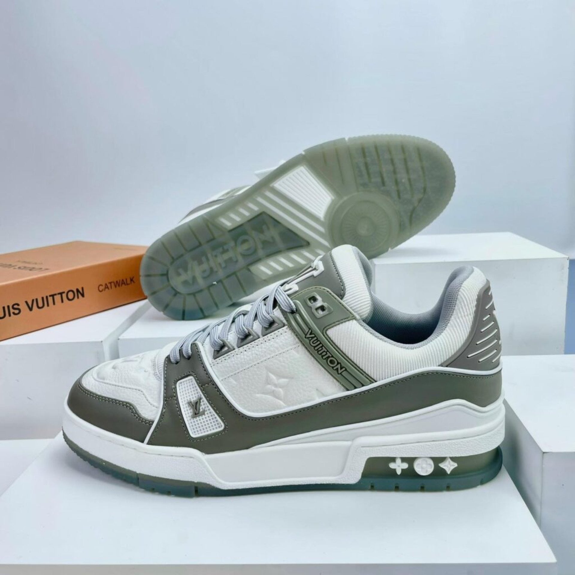 Luxury Virgil Trainer Sneakers Grey White