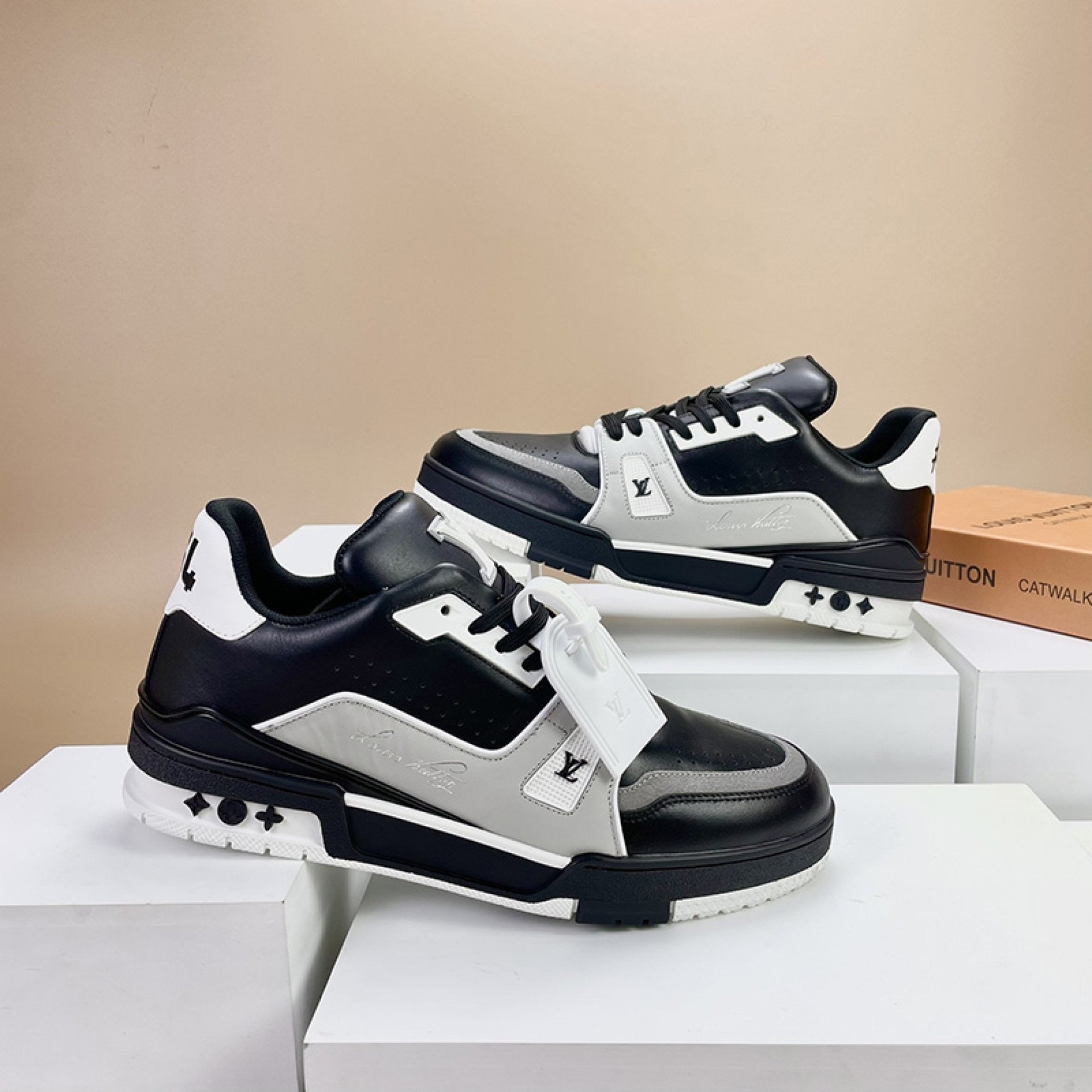 Luxury Virgil Trainer Sneakers Black Grey White