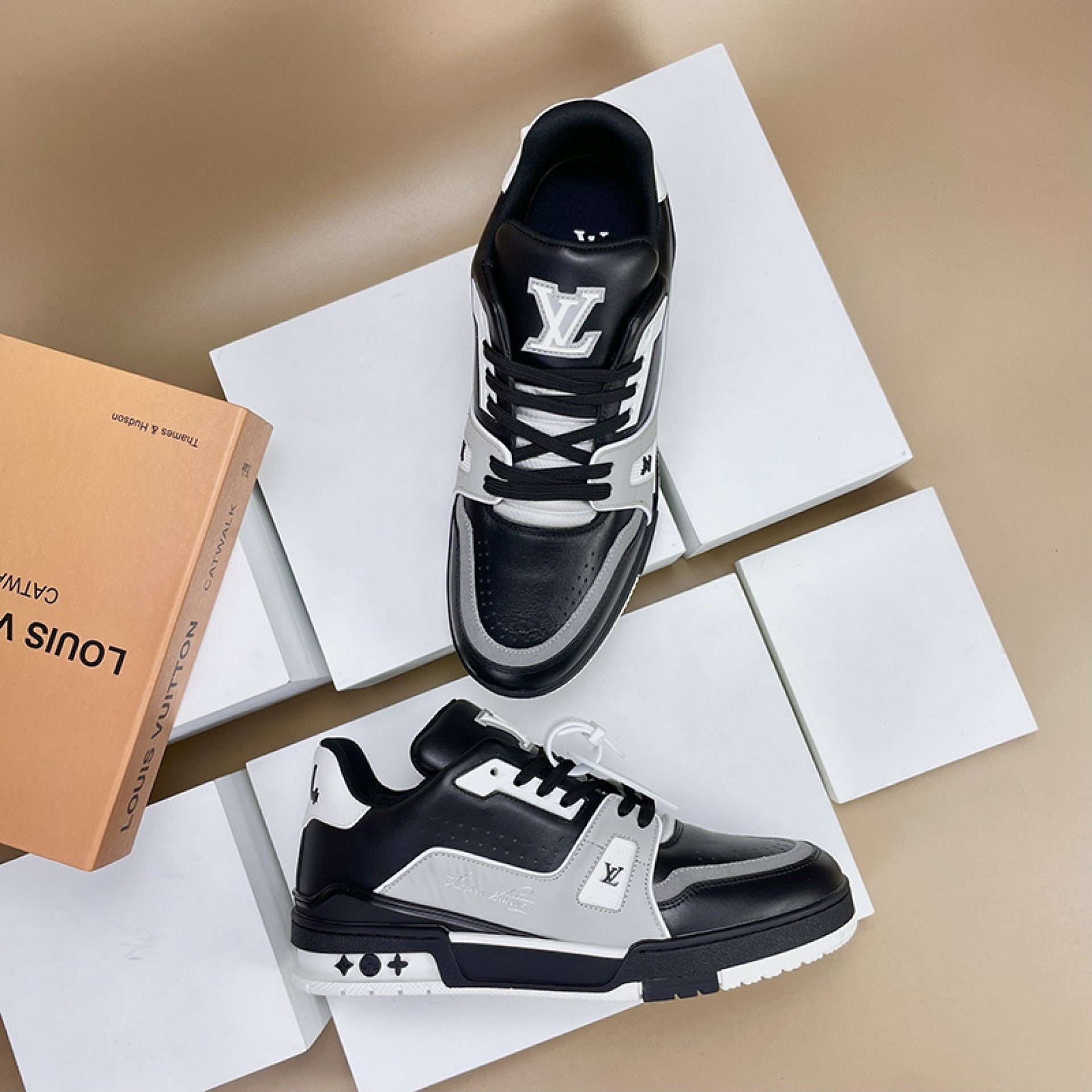 Luxury Virgil Trainer Sneakers Black Grey White