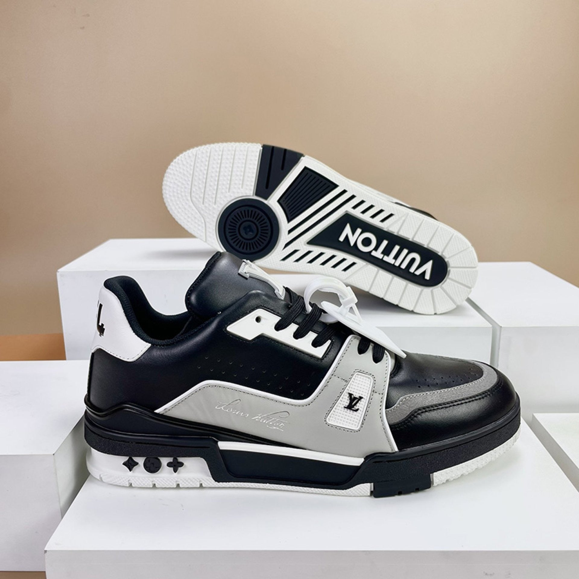 Luxury Virgil Trainer Sneakers Black Grey White