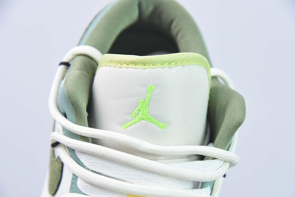 Custom Air Jordan 1 Low Sail White Oil Green