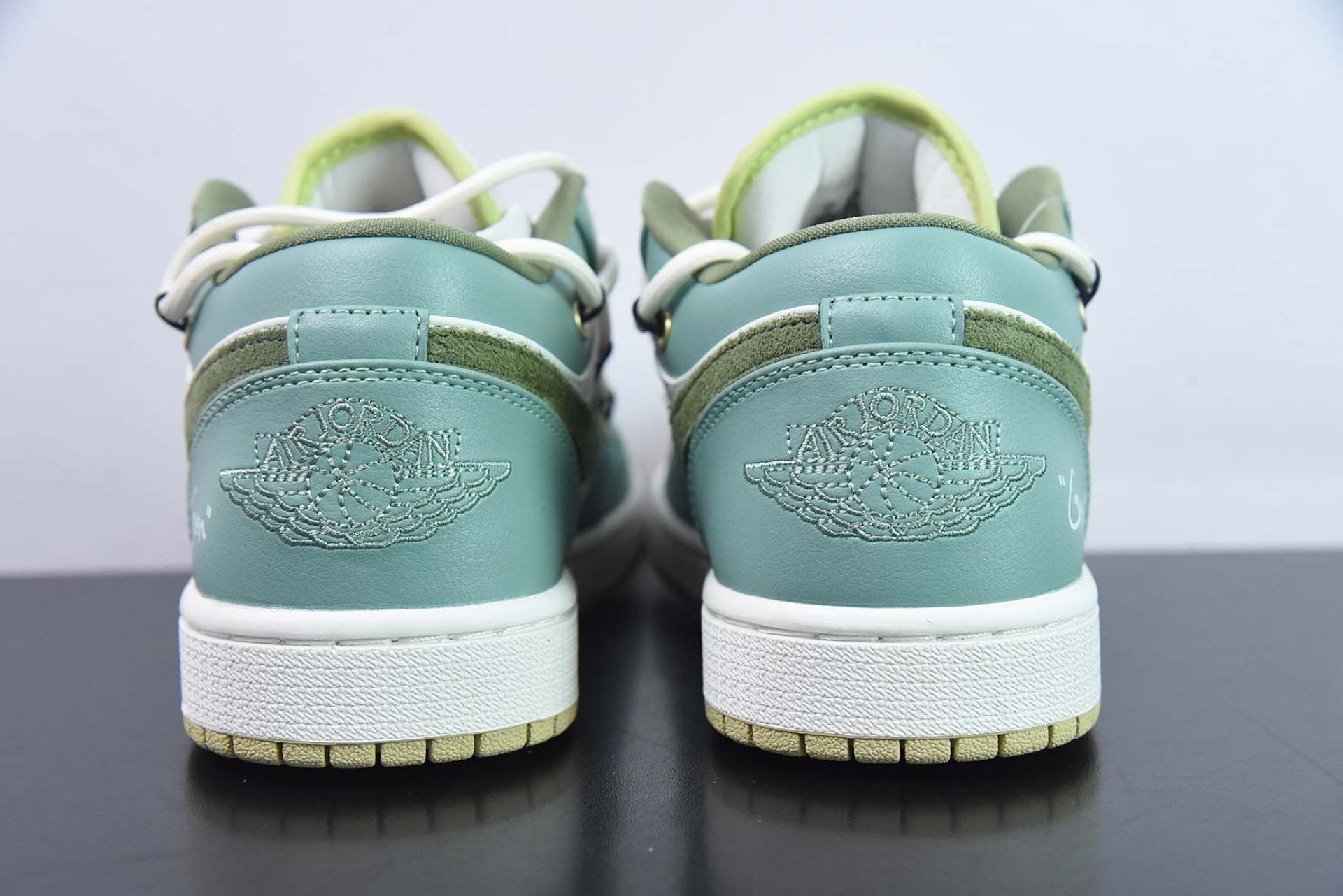 Custom Air Jordan 1 Low Sail White Oil Green