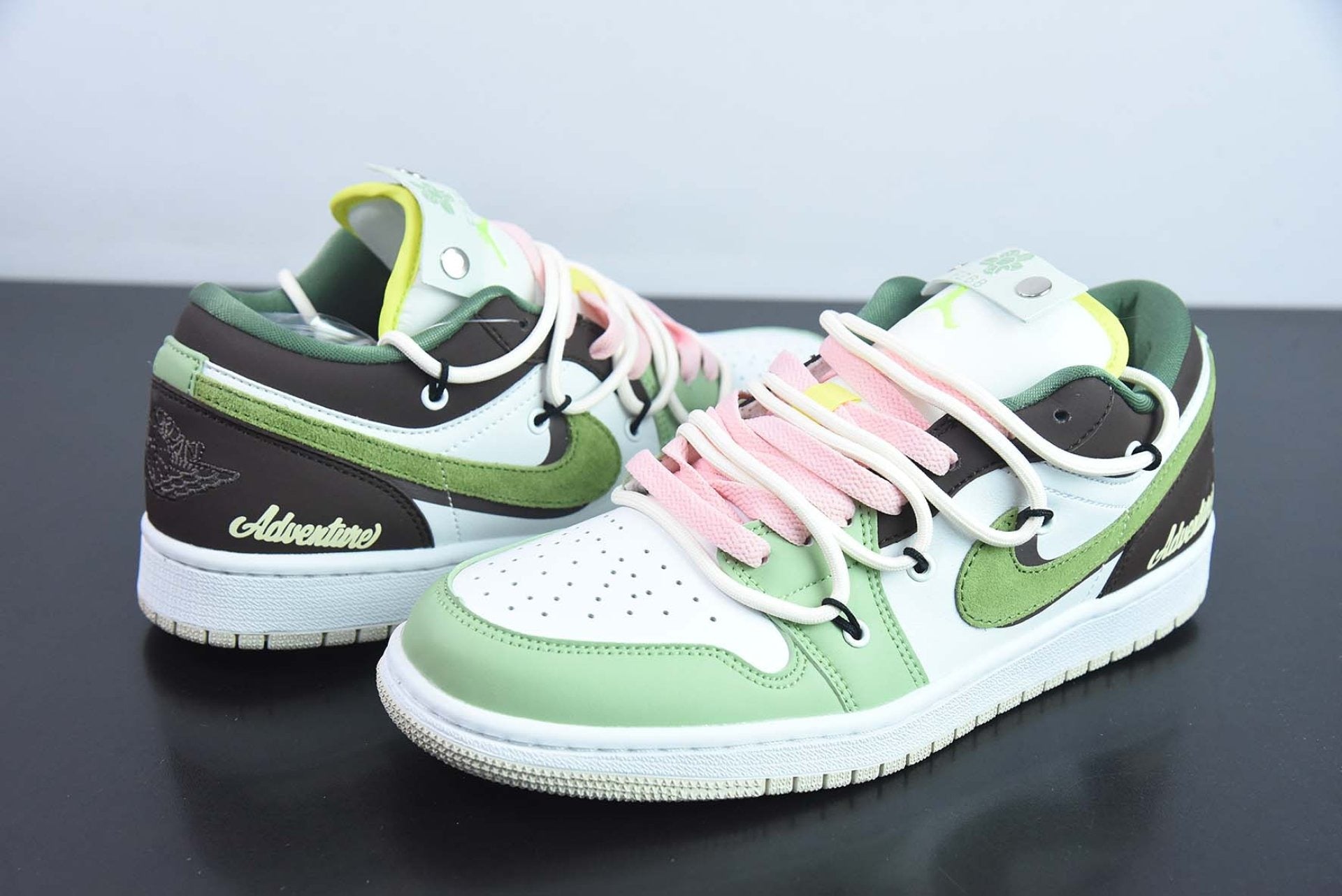 Custom Air Jordan 1 Low Sail White Oil Green