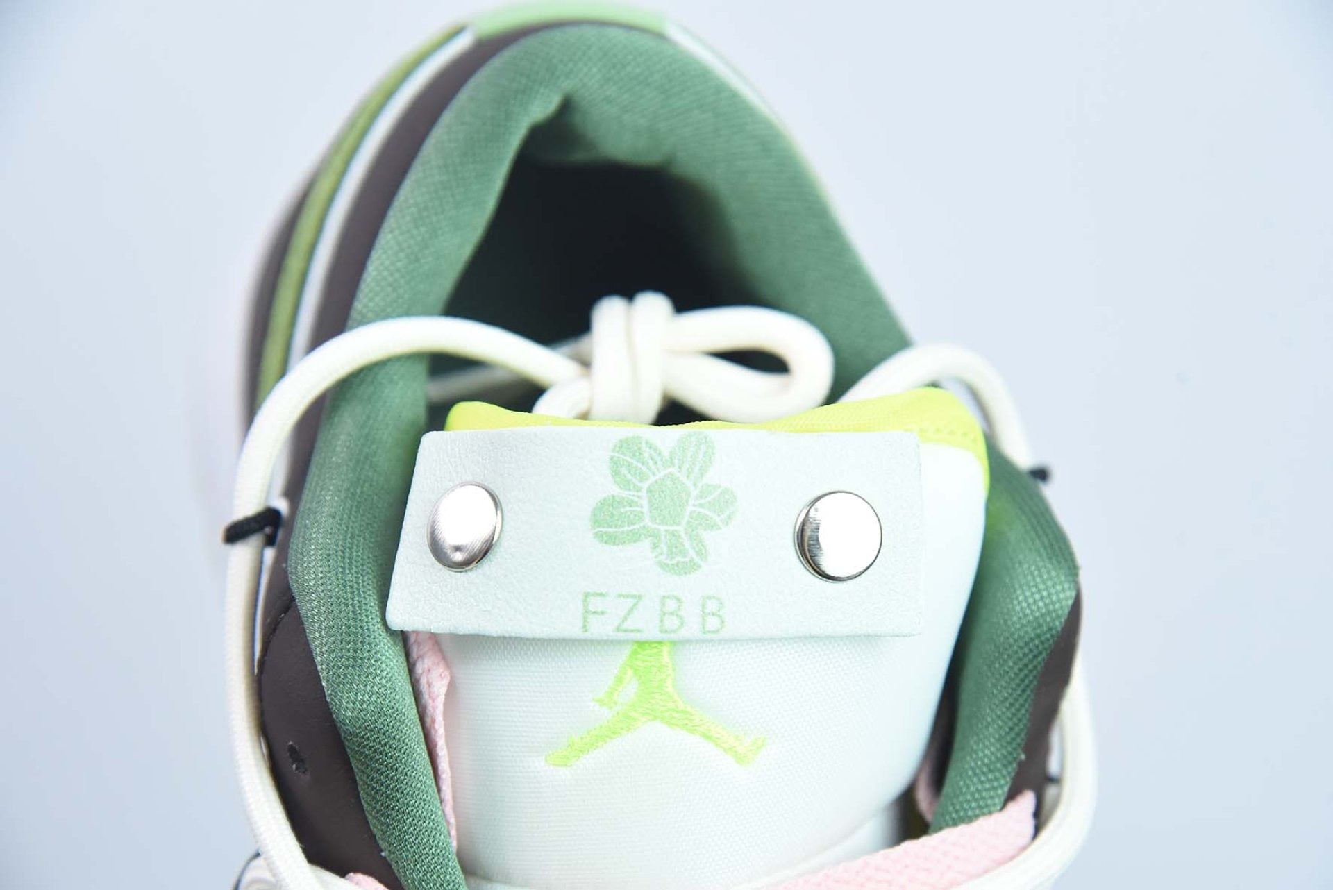 Custom Air Jordan 1 Low Sail White Oil Green