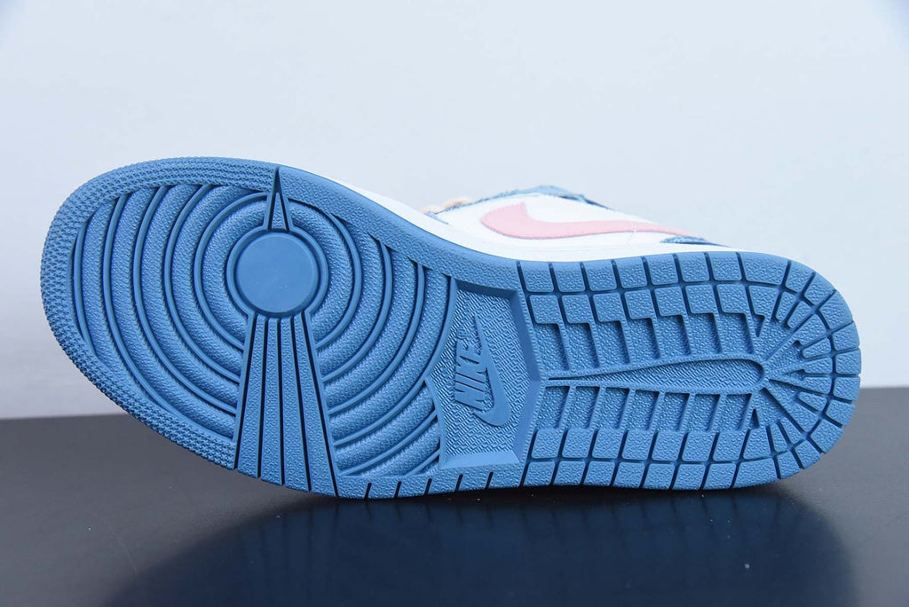 Custom Air Jordan 1 Low Washed Denim White Pink