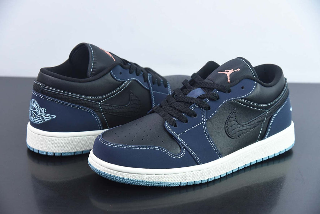 Air Jordan 1 Low Snakeskin Black White Midnight Navy FJ5478-010