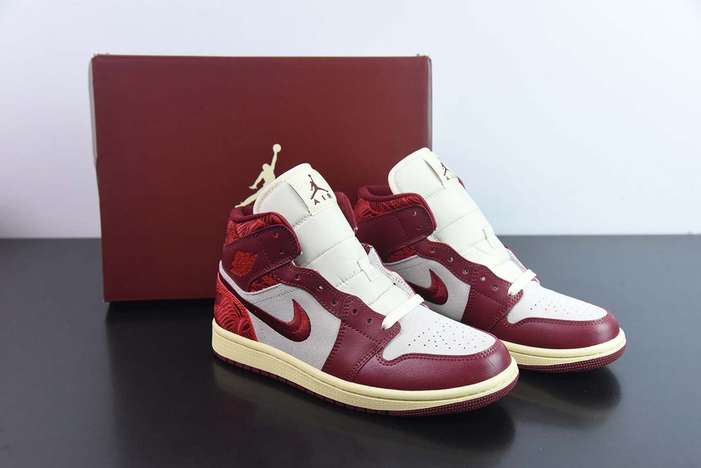 Air Jordan 1 Mid SE Tiki Leaf Team Red