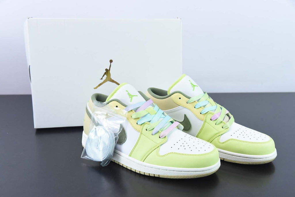 Air Jordan 1 Low Sail White Oil Green