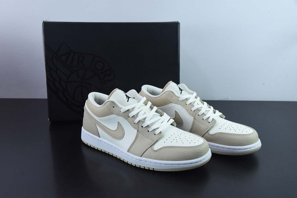 Air Jordan 1 Low Features Heavy Tumbled Tan Leather