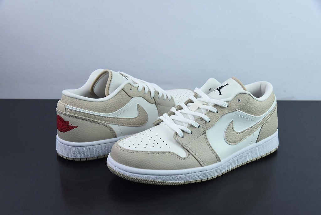 Air Jordan 1 Low Features Heavy Tumbled Tan Leather