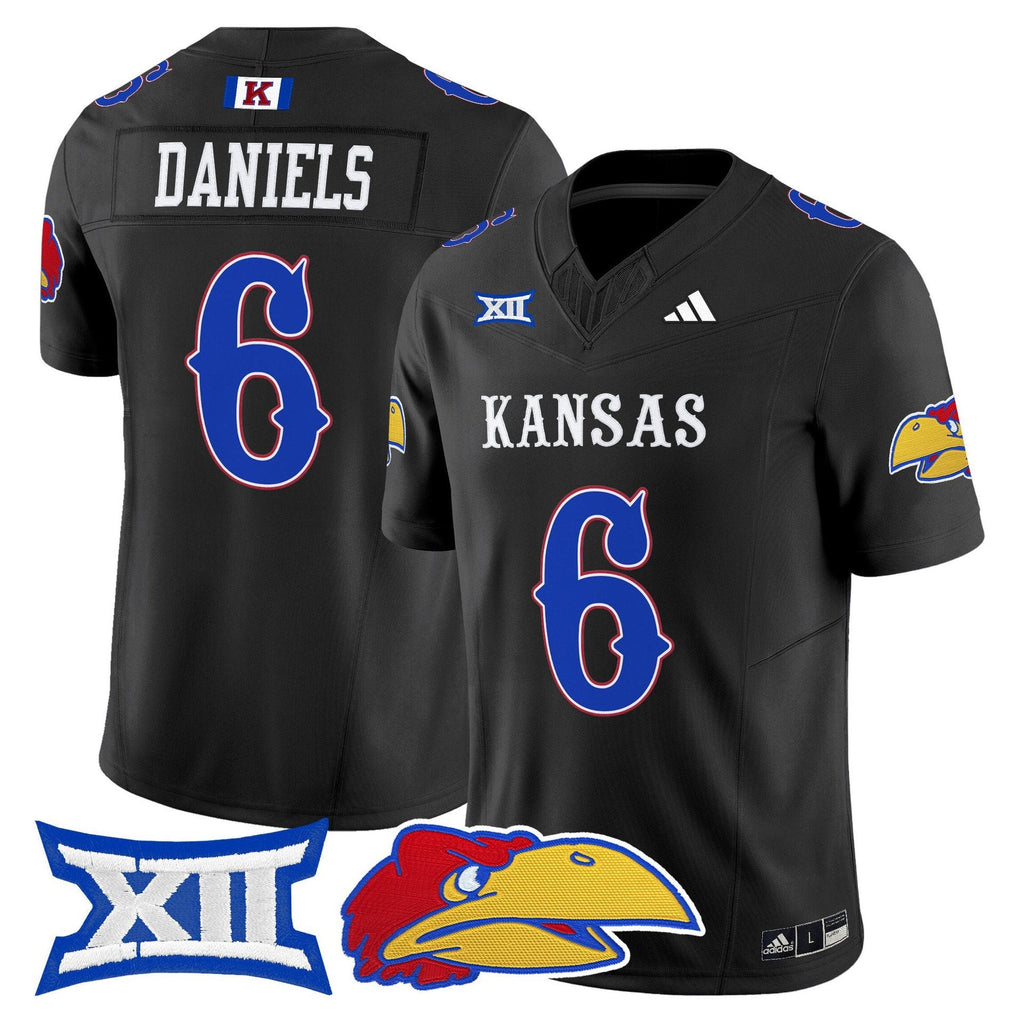 Jalon Daniels Jersey #6 Kansas Jayhawks 2025 Vapor Limited Stitched Black