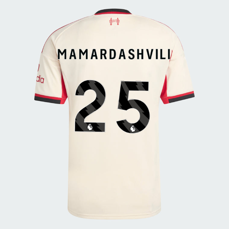 Liverpool 2025-26 MAMARDASHVILI 25 Away Jersey – Cream