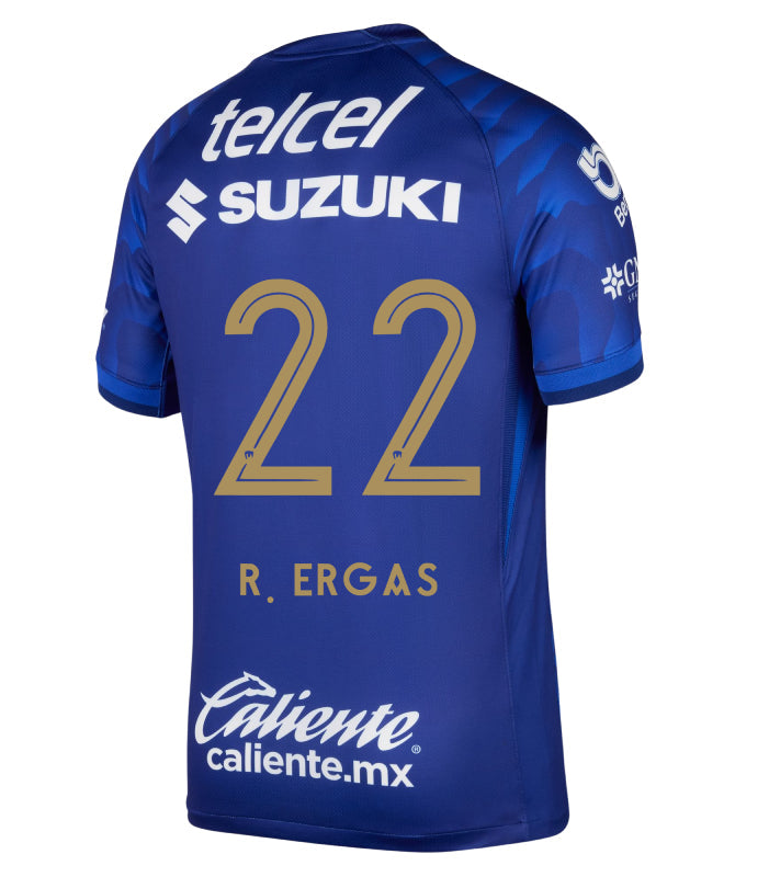 Pumas UNAM 2025-26 R. ERGAS 22 Away Jersey – Azul Marino