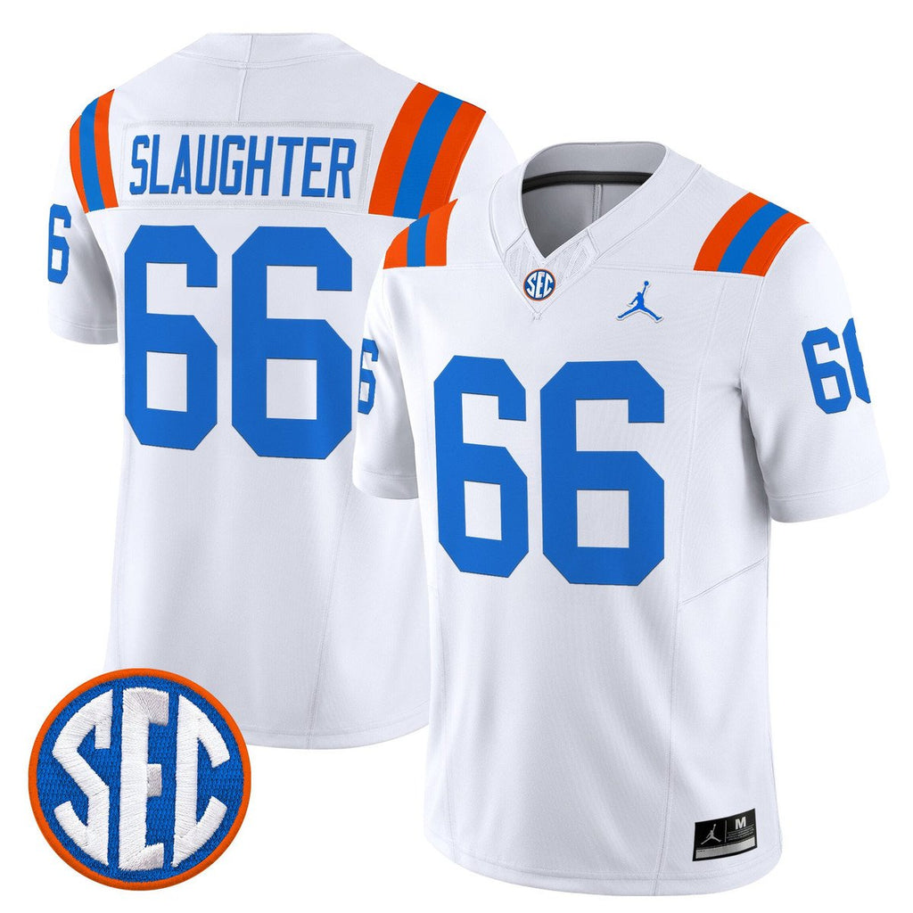 Jake Slaughter Jersey #66 Florida Gators 1960s Throwback Vapor Limited White