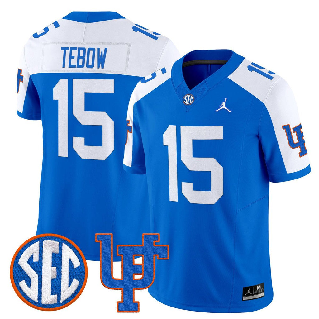 Tim Tebow Jersey #15 Florida Gators 1960s Throwback Vapor Limited Royal Alter